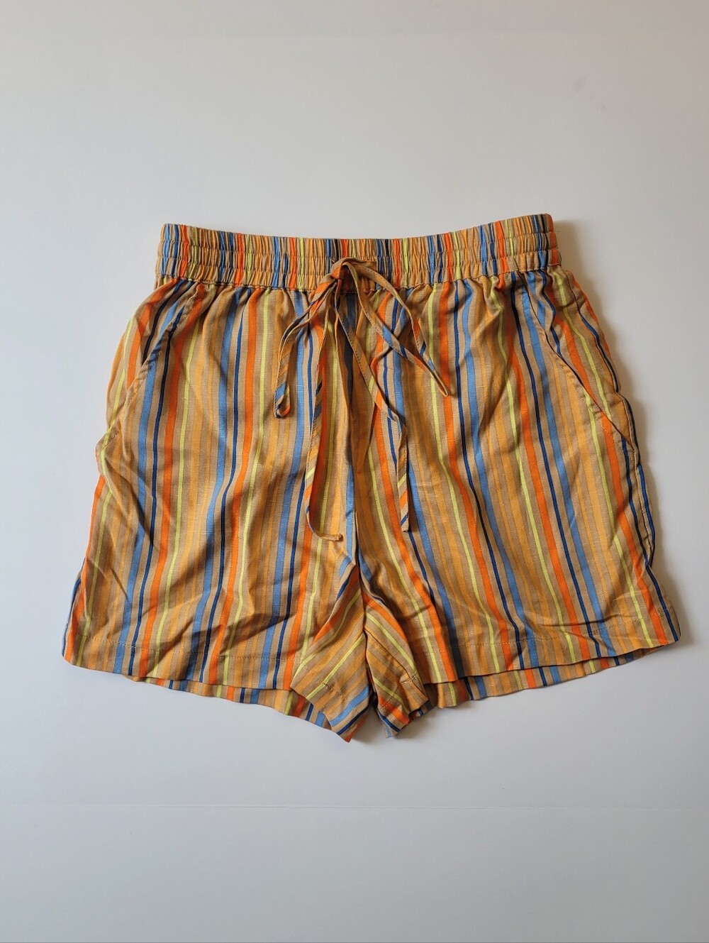 Current Air NWT Striped Drawstring Linen Blend Shorts XS